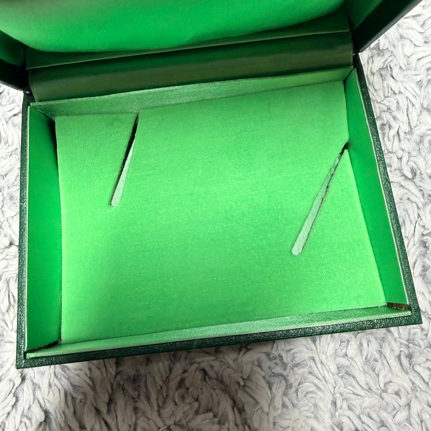 ROLEX Green Satin & Velvet Coffin/Triangle Box 4.90x3.75x1.90 inches