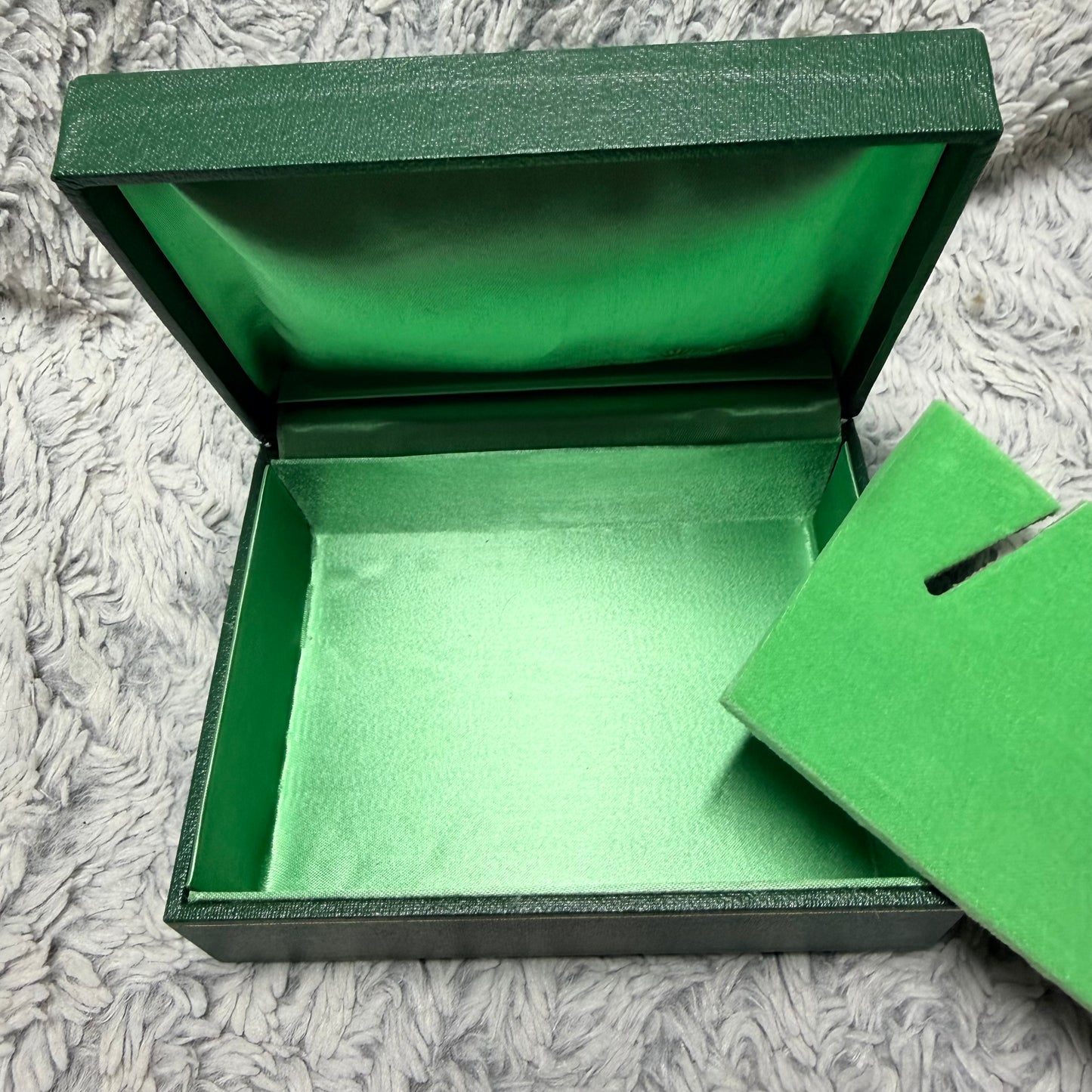 ROLEX Green Satin & Velvet Coffin/Triangle Box 4.90x3.75x1.90 inches