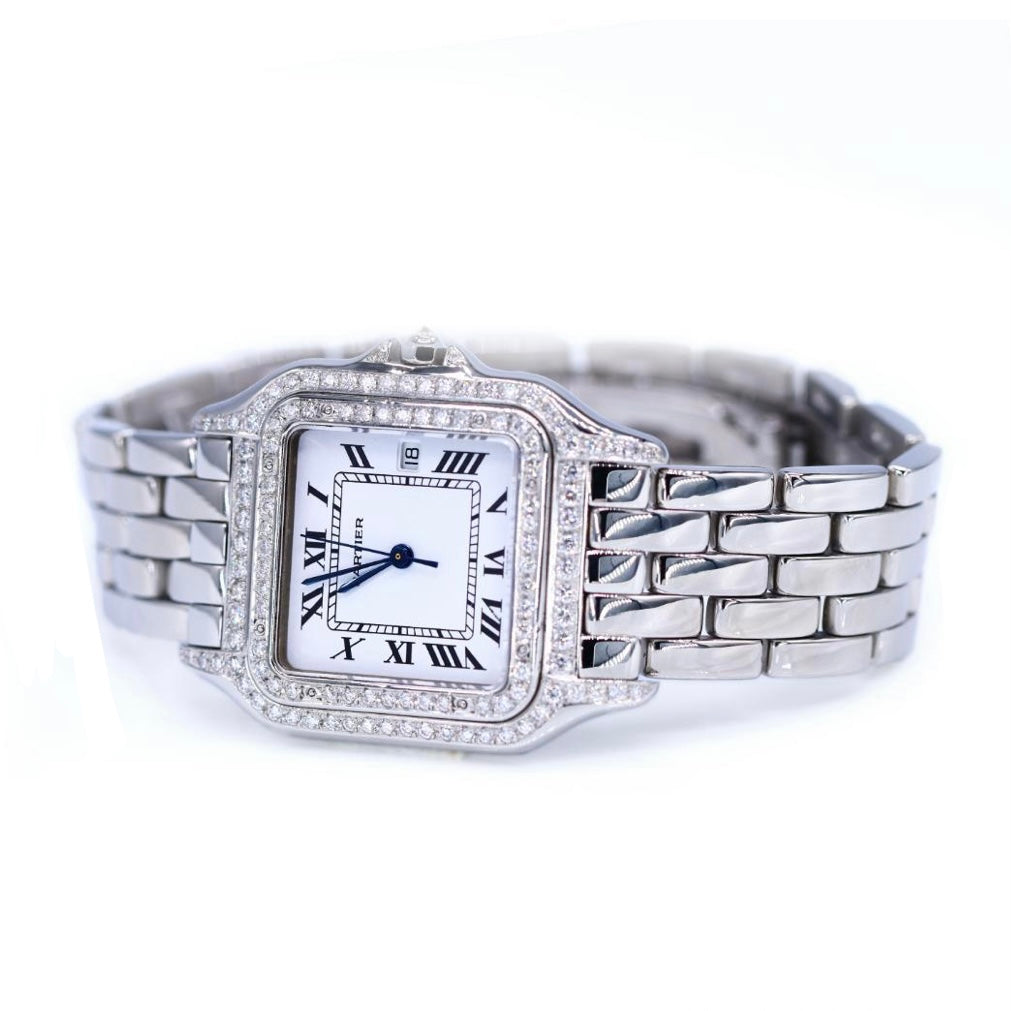 CARTIER PANTHERE Quartz 29mm Steel 1.9TCW Diamond Watch