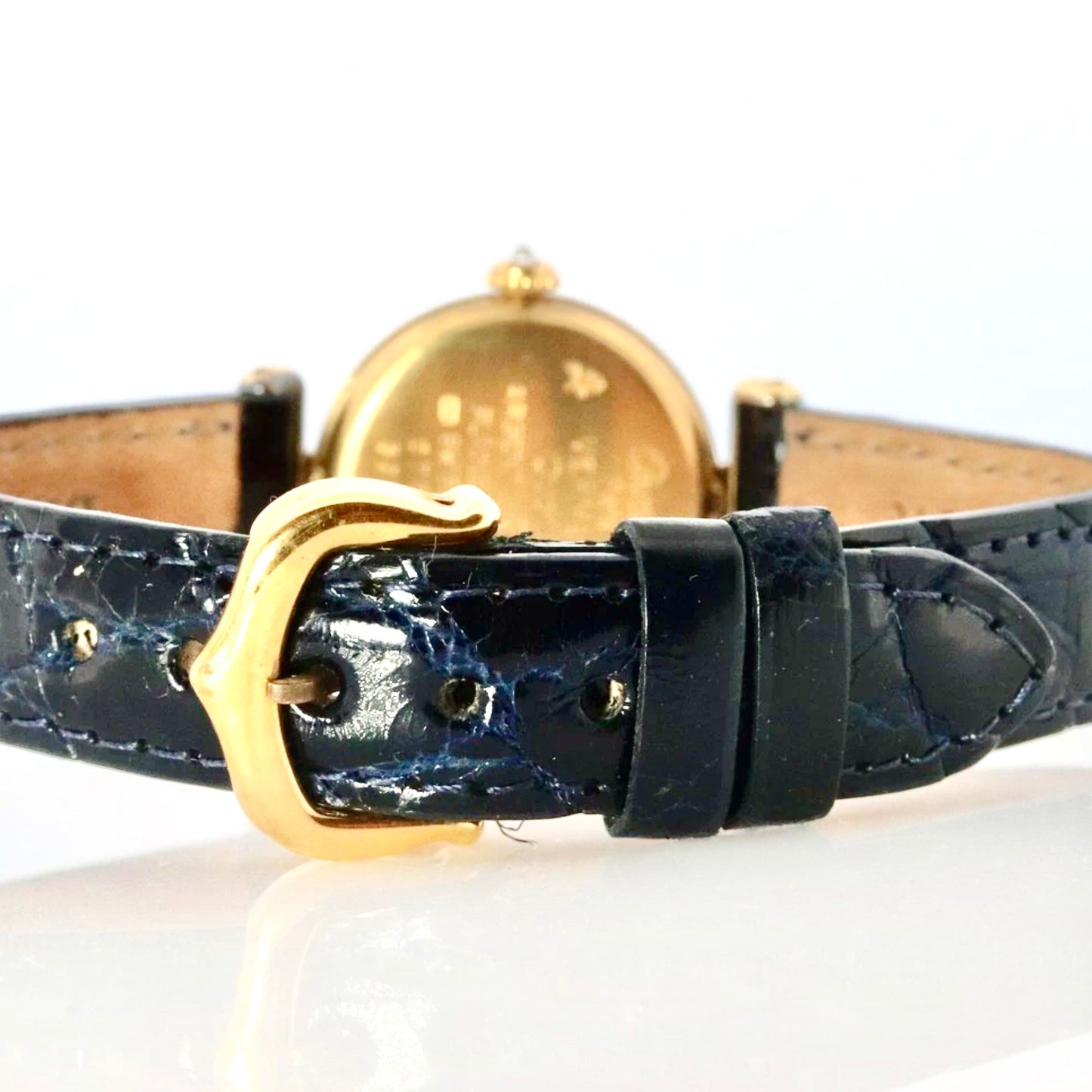 CARTIER VERMEIL COLISEE Quartz 24mm GP Silver 1TCW DIAMOND Black Dial Watch