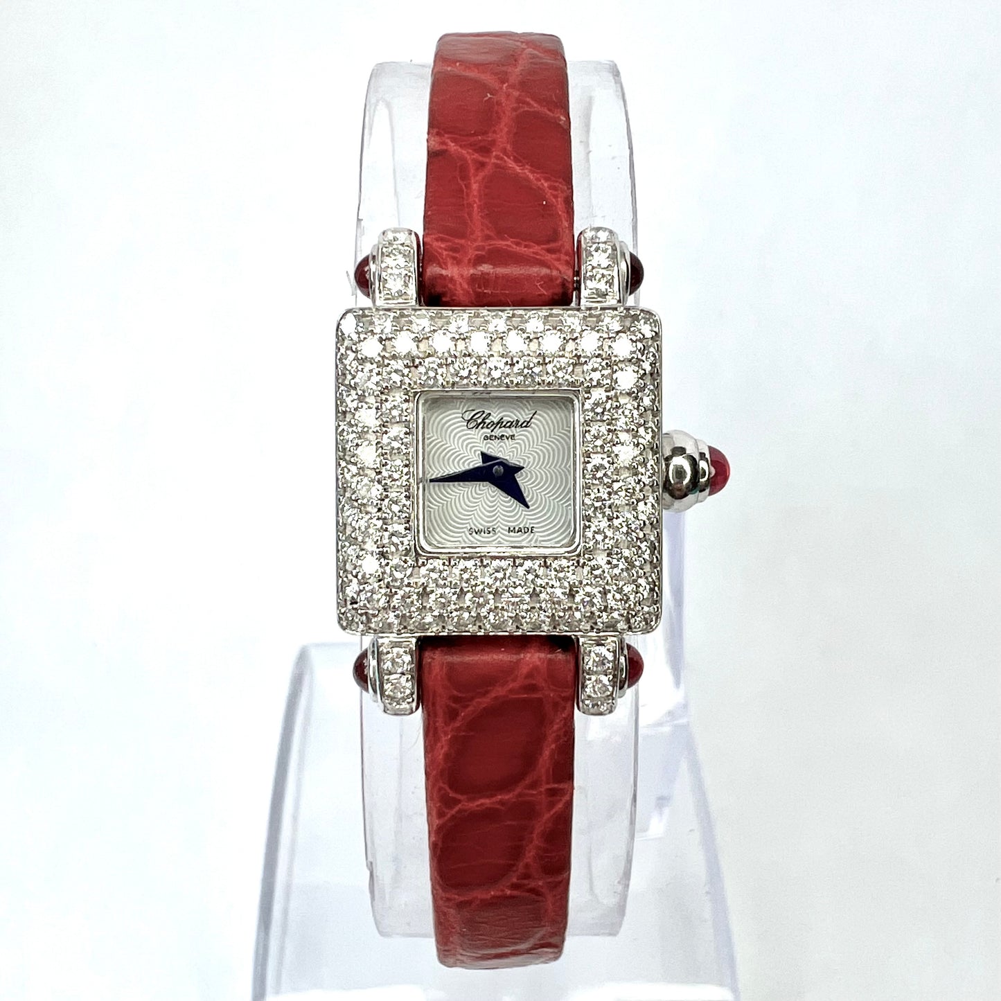 CHOPARD Manual Winding 16mm 18K White Gold 1.30TCW FACTORY DIAMONDS & 0.71 Red Rubies Watch