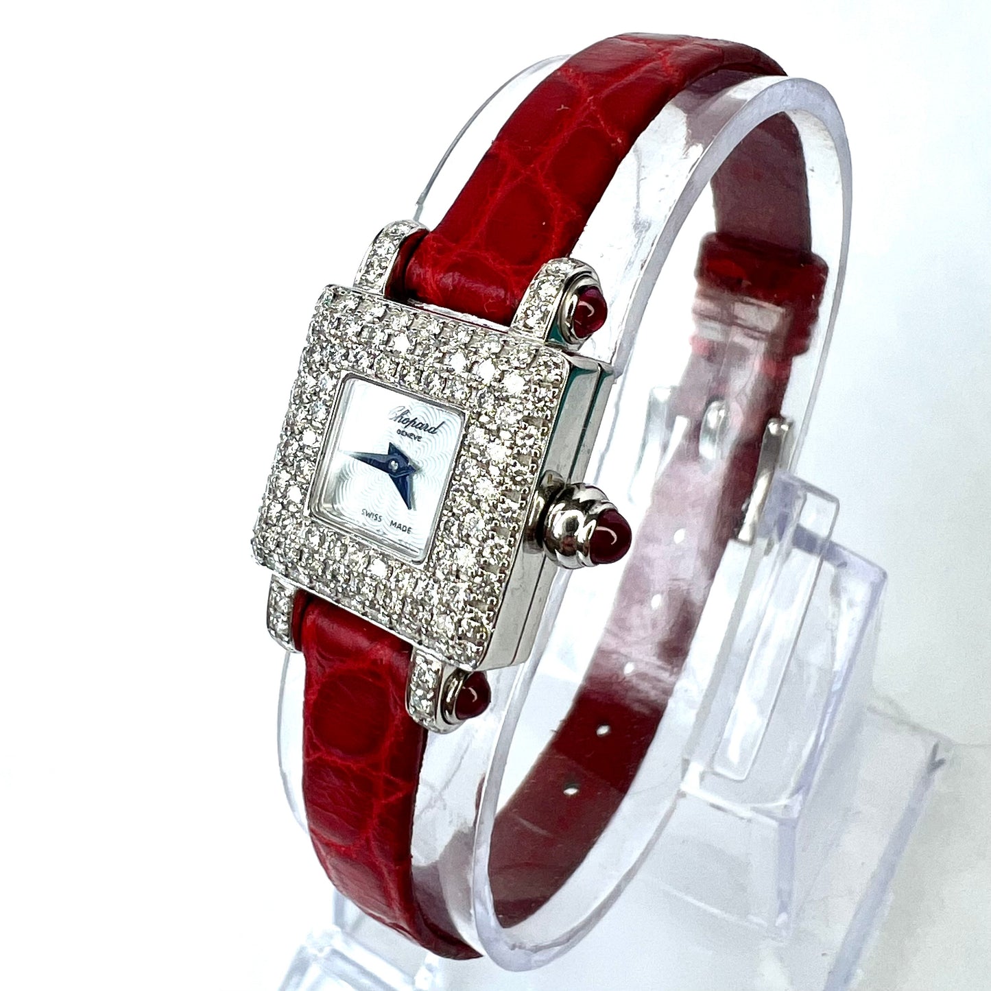 CHOPARD Manual Winding 16mm 18K White Gold 1.30TCW FACTORY DIAMONDS & 0.71 Red Rubies Watch