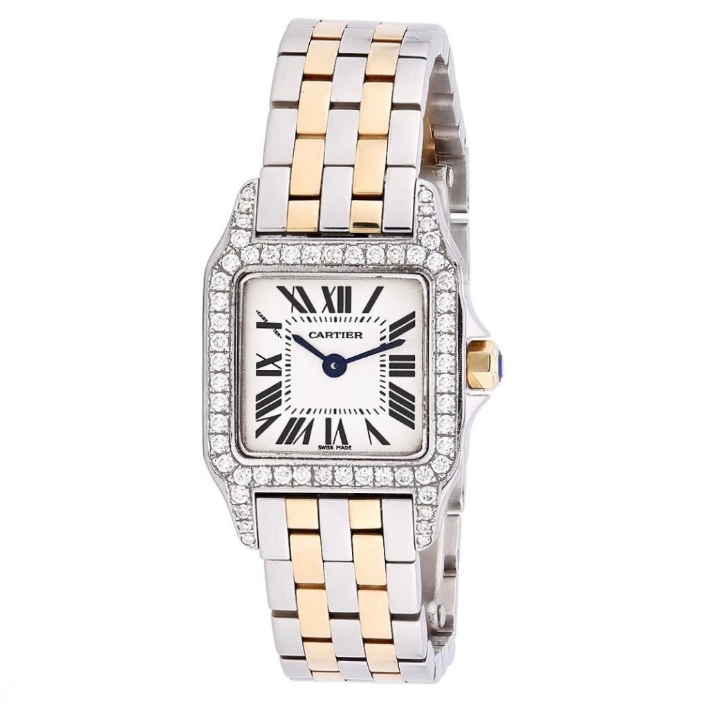 CARTIER SANTOS DEMOISELLE 2701 Quartz 26mm 2 Tone 1.68TCW Diamond Watch