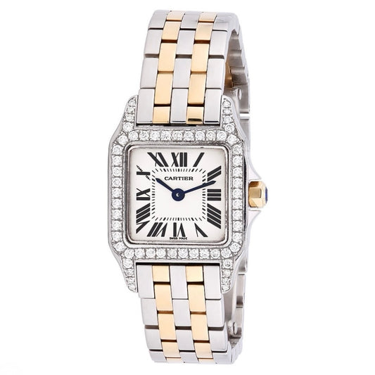 CARTIER SANTOS DEMOISELLE 2701 Quartz 26mm 2 Tone 1.68TCW Diamond Watch