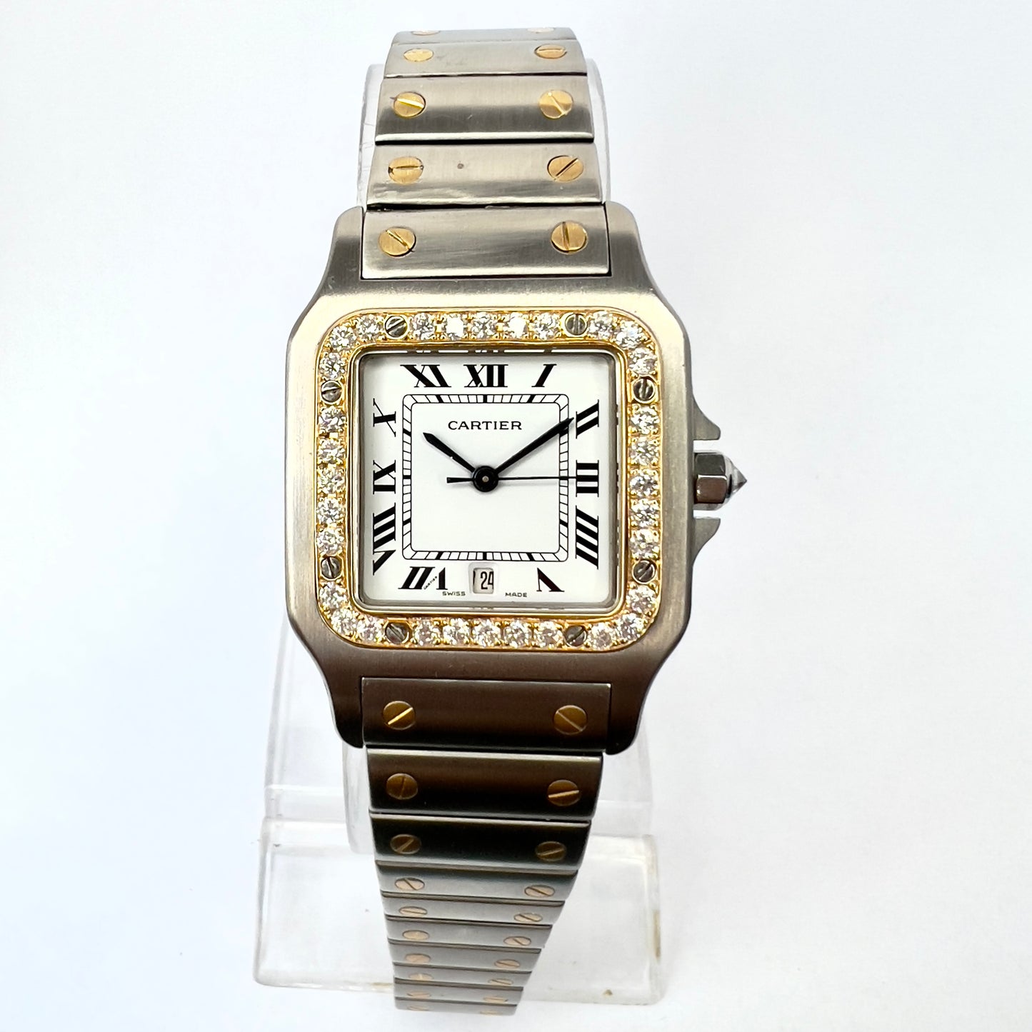 CARTIER SANTOS GALBEE 29mm Quartz 2 Tone 1.2TCW Diamond Watch