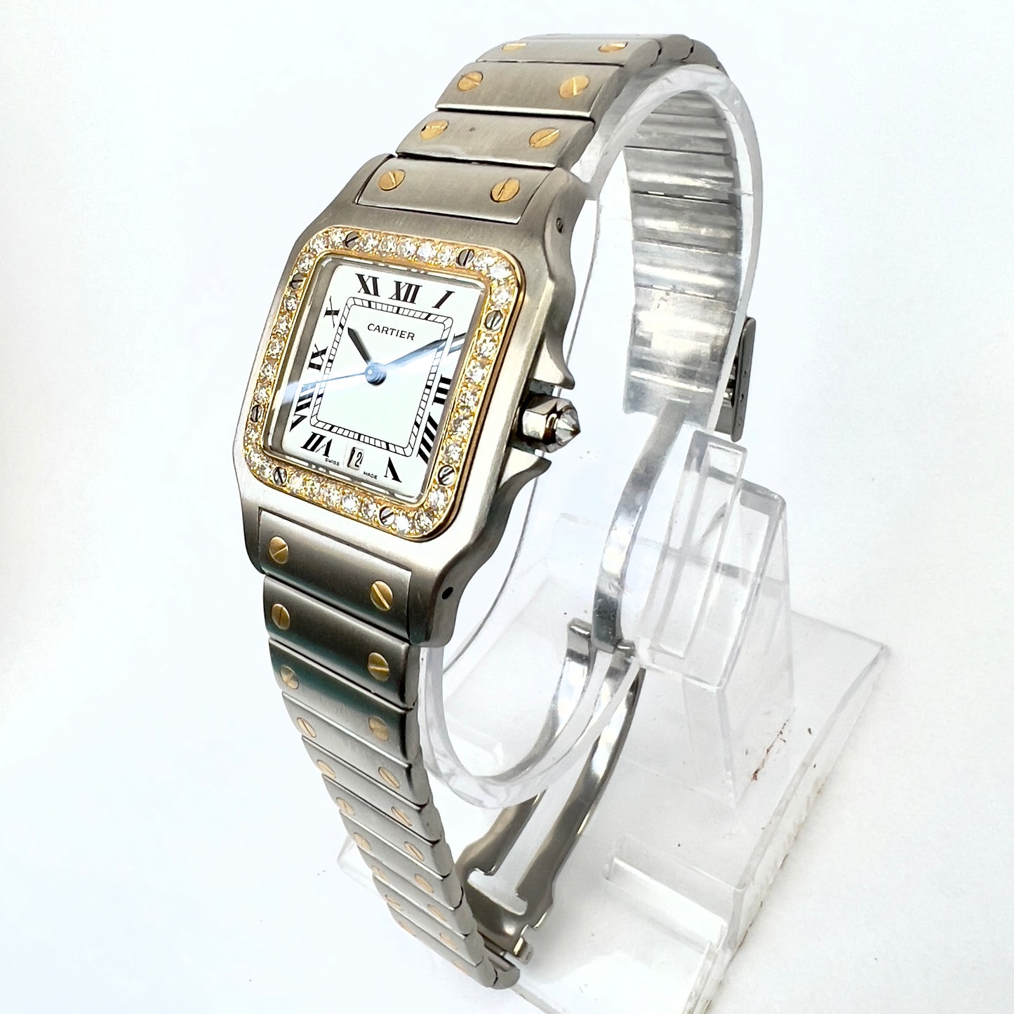 CARTIER SANTOS GALBEE 29mm Quartz 2 Tone 1.2TCW Diamond Watch