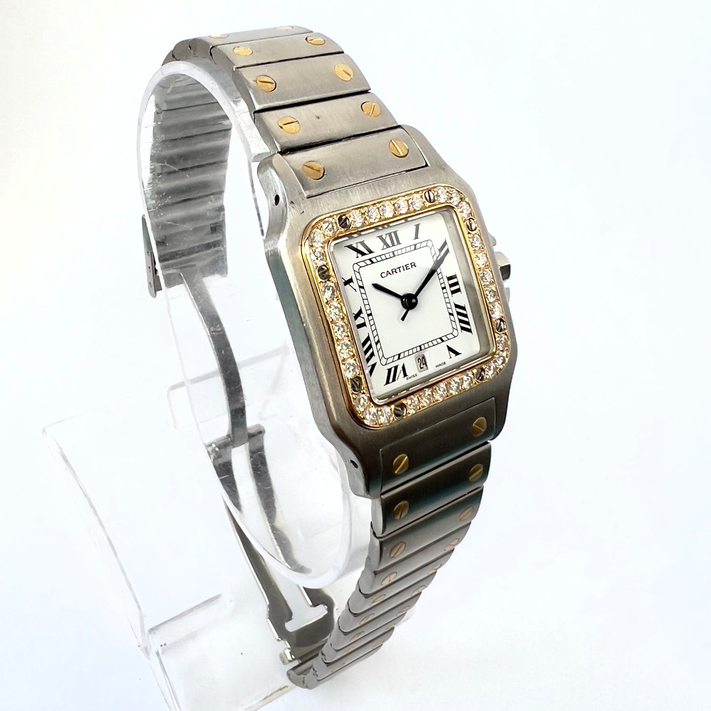 CARTIER SANTOS GALBEE 29mm Quartz 2 Tone 1.2TCW Diamond Watch