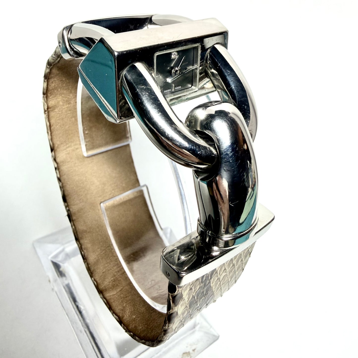 VAN CLEEF & ARPELS CADENAS Quartz 26mm Steel Diamond Dial Python Band Watch