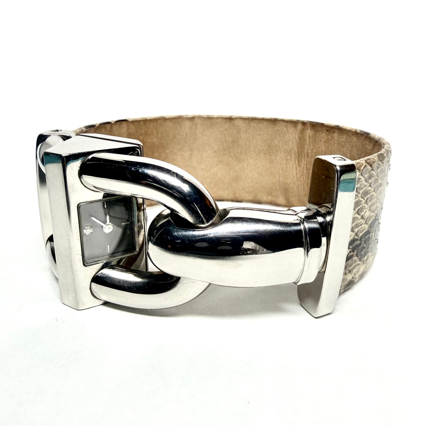 VAN CLEEF & ARPELS CADENAS Quartz 26mm Steel Diamond Dial Python Band Watch