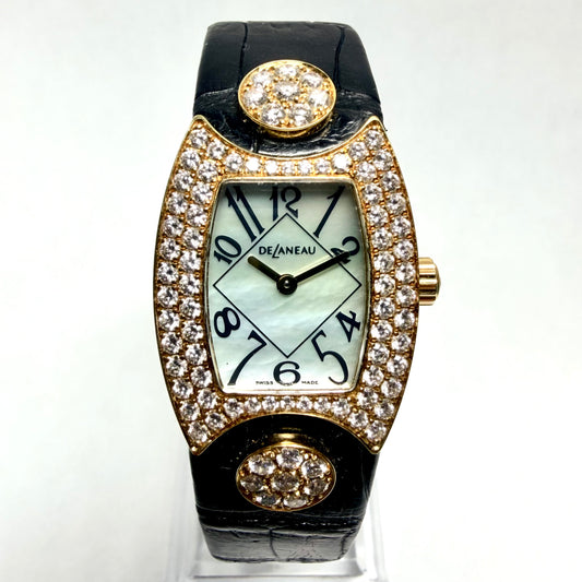 DELANEAU Princess Quartz 23.50mm 18K Yellow Gold FACTORY DIAMOND Watch