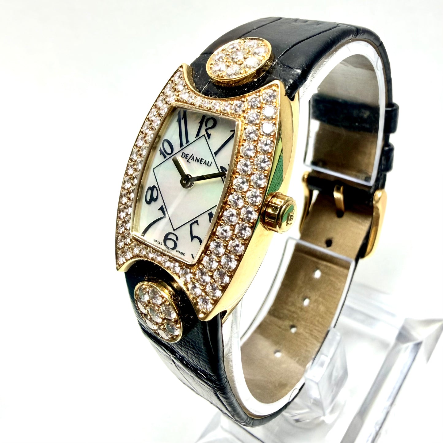 DELANEAU Princess Quartz 23.50mm 18K Yellow Gold FACTORY DIAMOND Watch