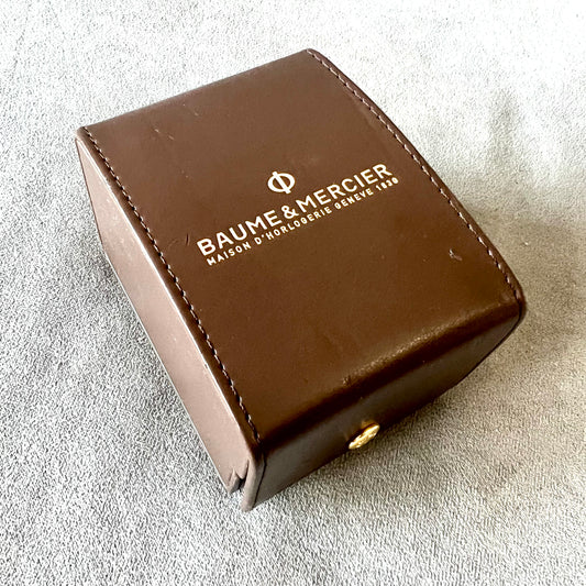 BAUME & MERCIER Brown Leather Travel Case 3.5x2.75x2.5 inches