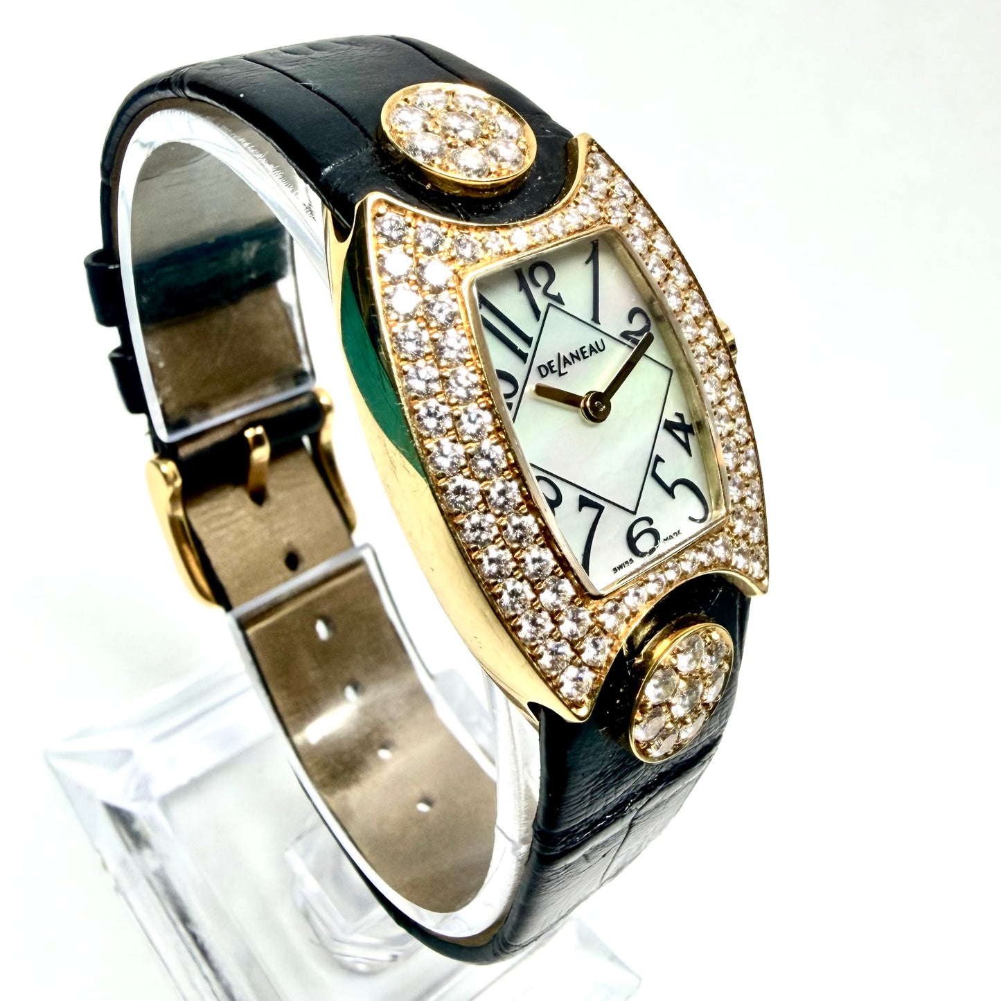 DELANEAU Princess Quartz 23.50mm 18K Yellow Gold FACTORY DIAMOND Watch