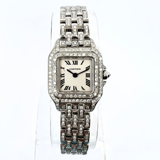 CARTIER PANTHERE 23mm Quartz Steel 3.28TCW DIAMOND Watch