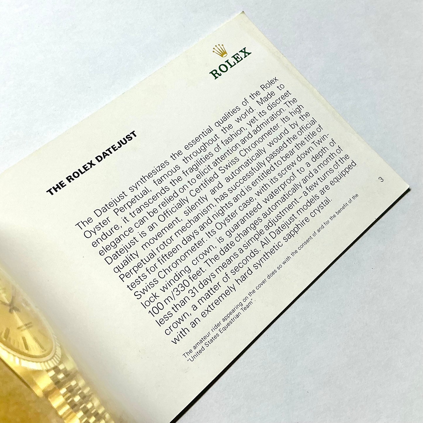 ROLEX Datejust Booklet 1994 English