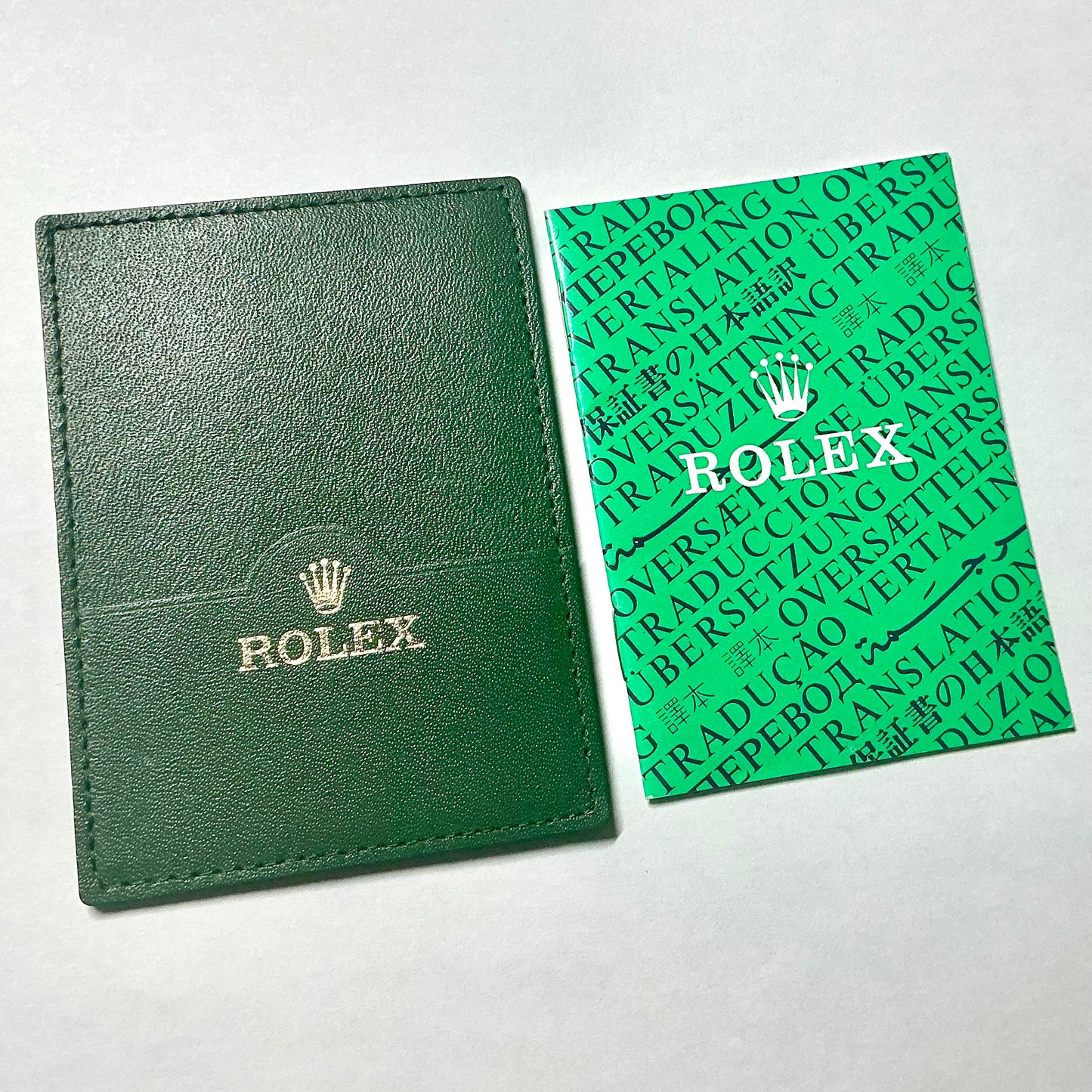 ROLEX Green Leather Card Holder + ROLEX Translation Booklet