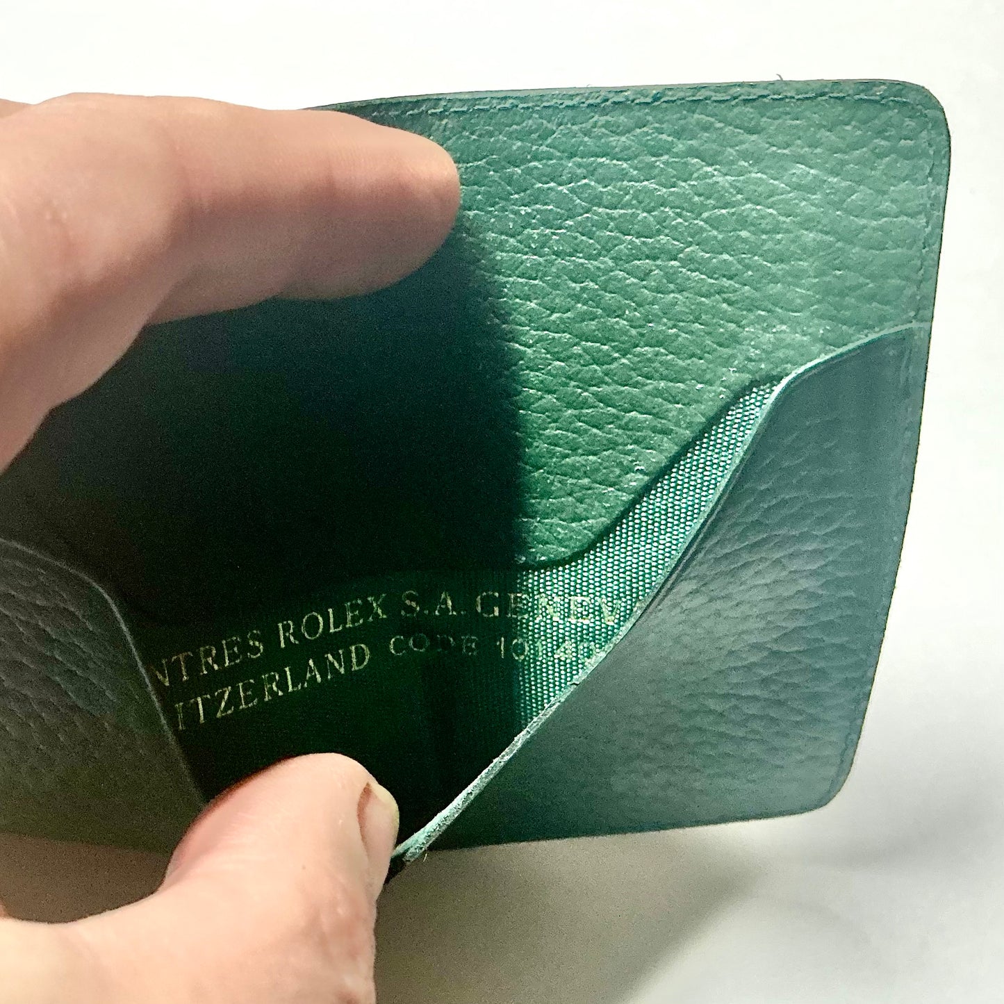 ROLEX Green Leather Card Holder