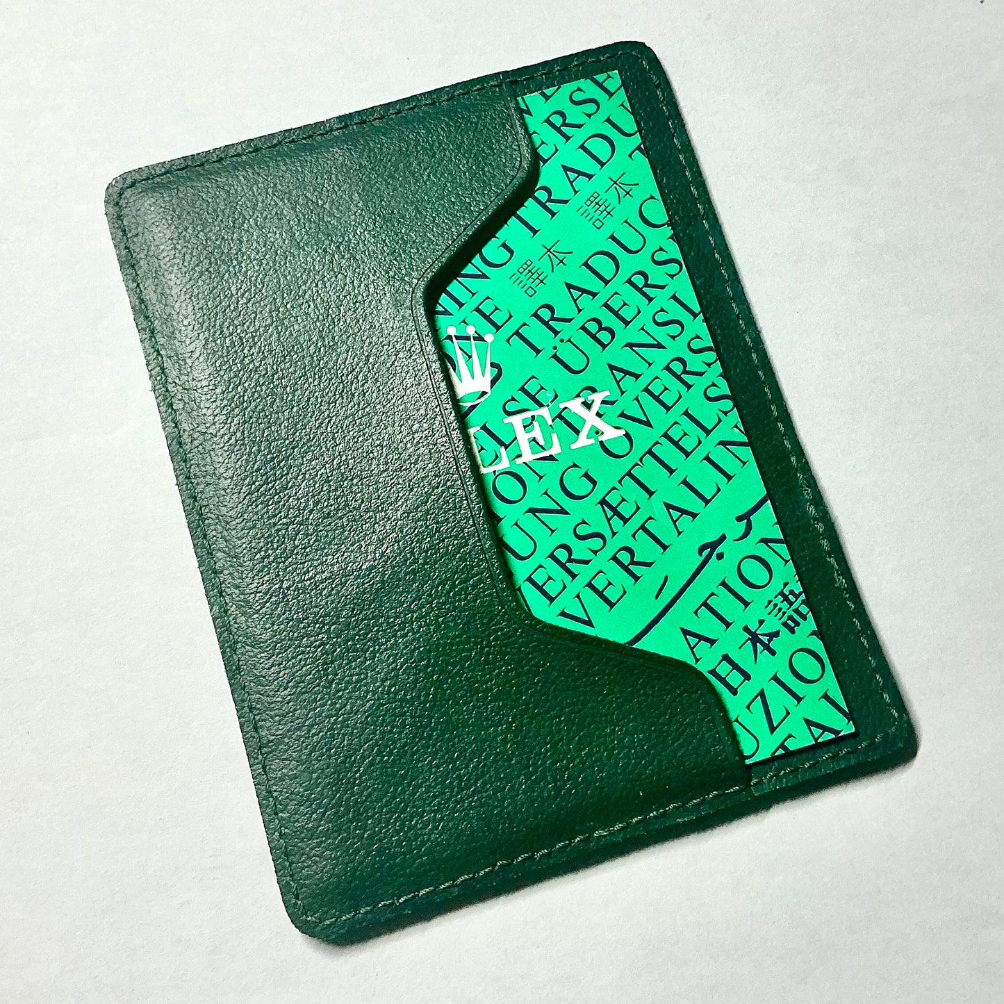 ROLEX Green Leather Card Holder + ROLEX Translation Booklet