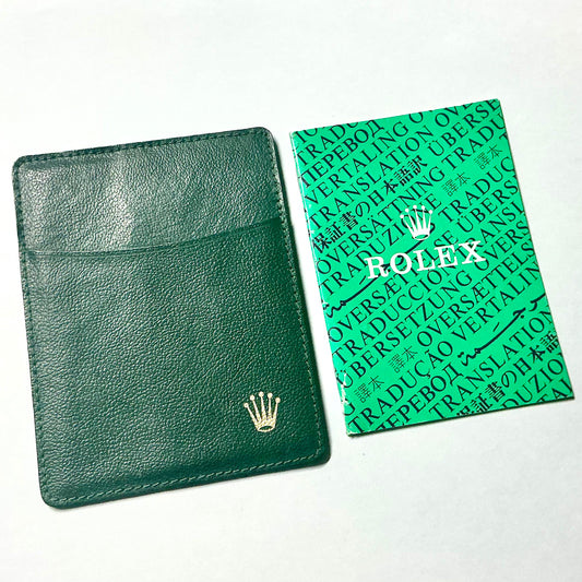 ROLEX Green Leather Card Holder + ROLEX Translation Booklet