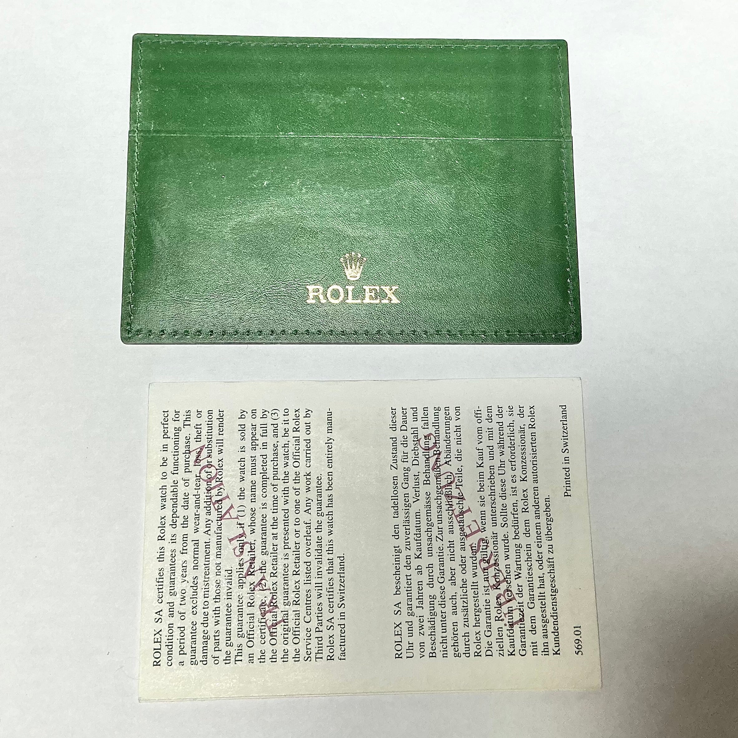ROLEX Green Leather Card Holder + ROLEX Translation Booklet