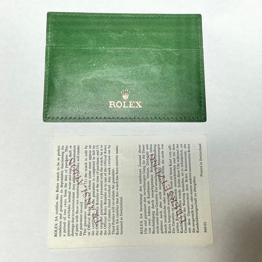 ROLEX Green Leather Card Holder + ROLEX Translation Booklet