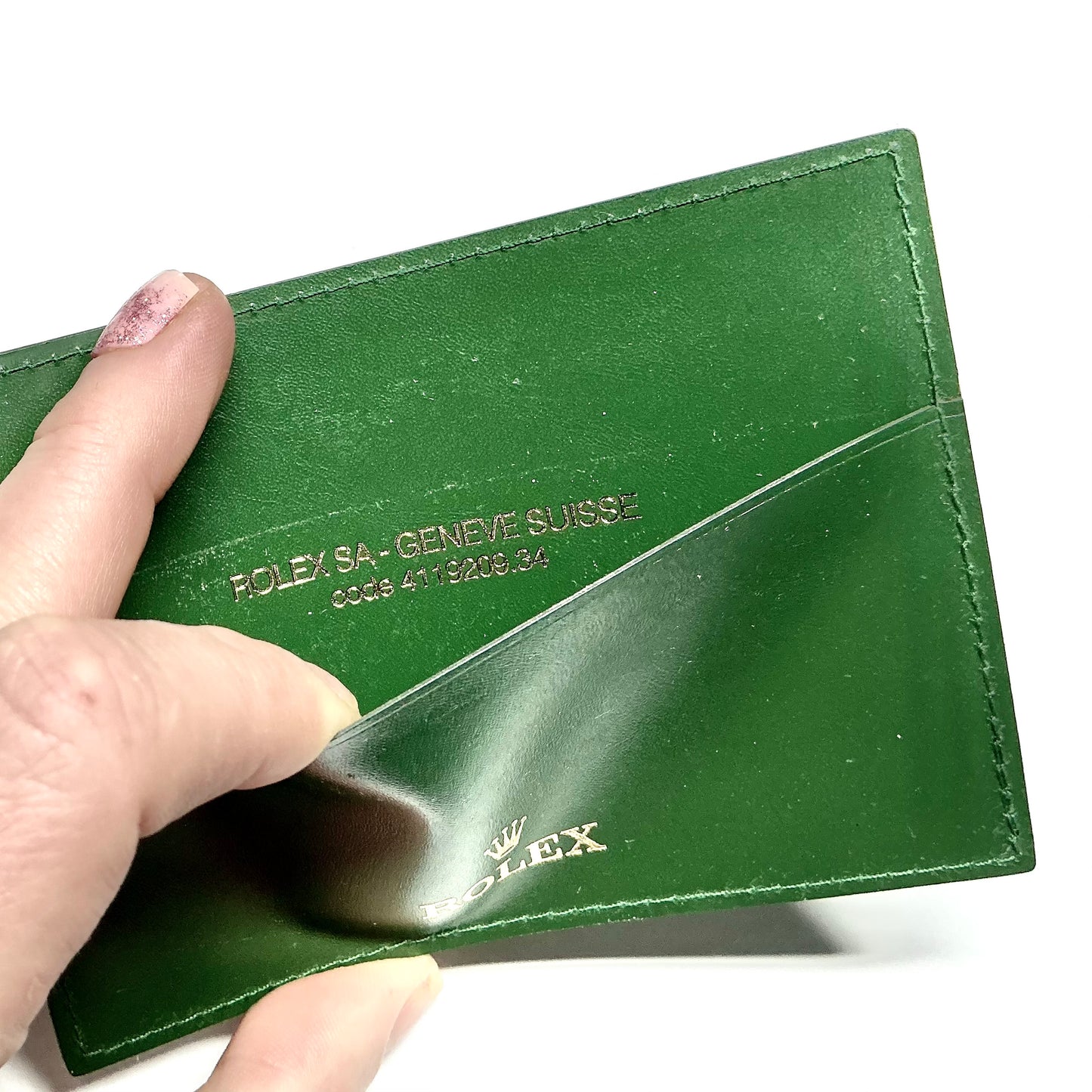 ROLEX Green Leather Card Holder + ROLEX Translation Booklet
