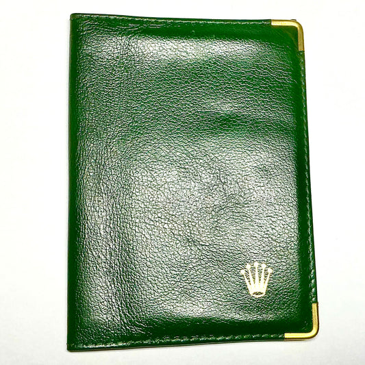 ROLEX Green Leather Passport Holder 5.60x4.20 inches