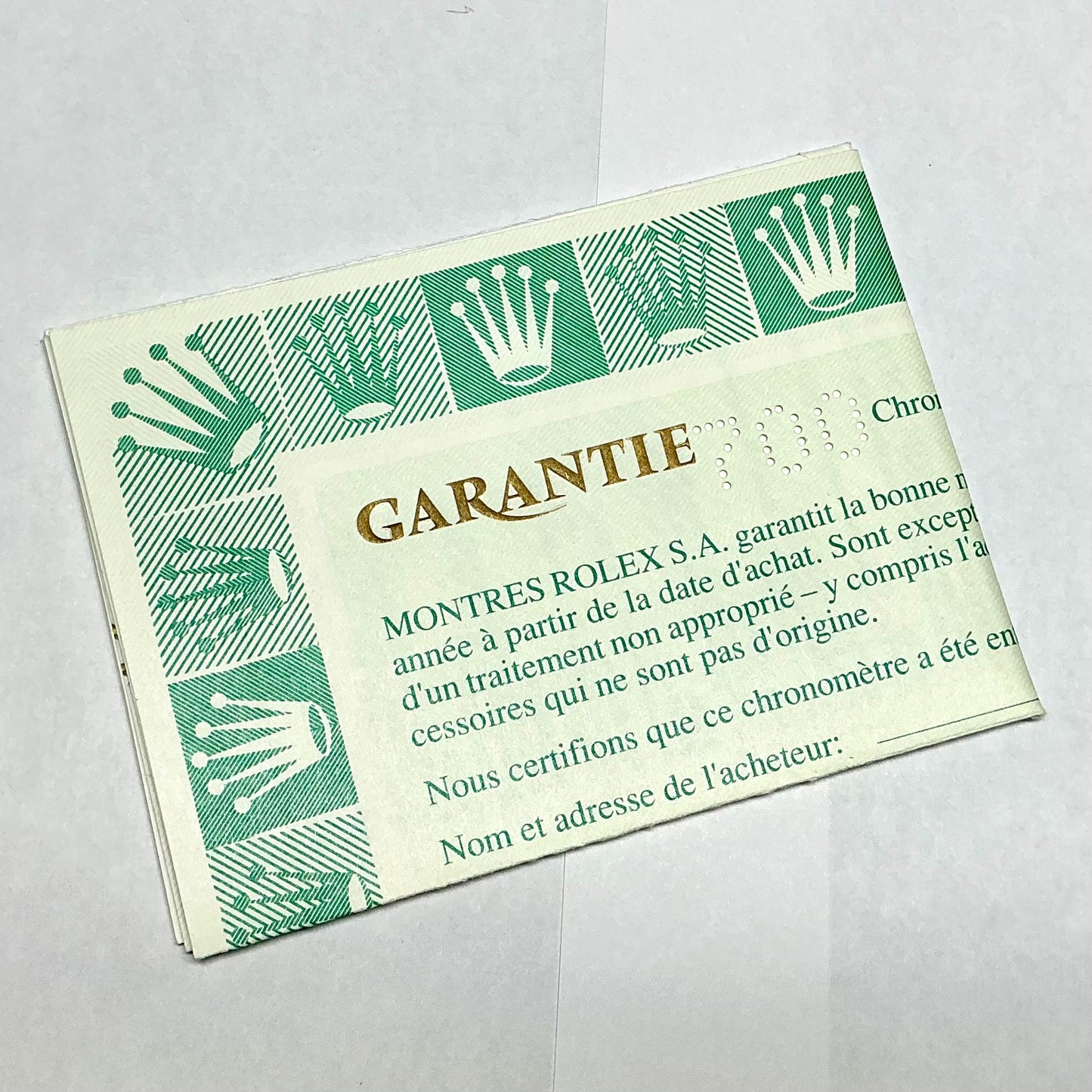 ROLEX Filled Certificate