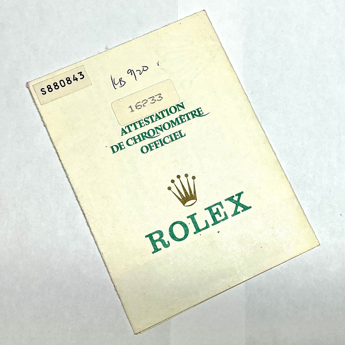 ROLEX Filled Certificate