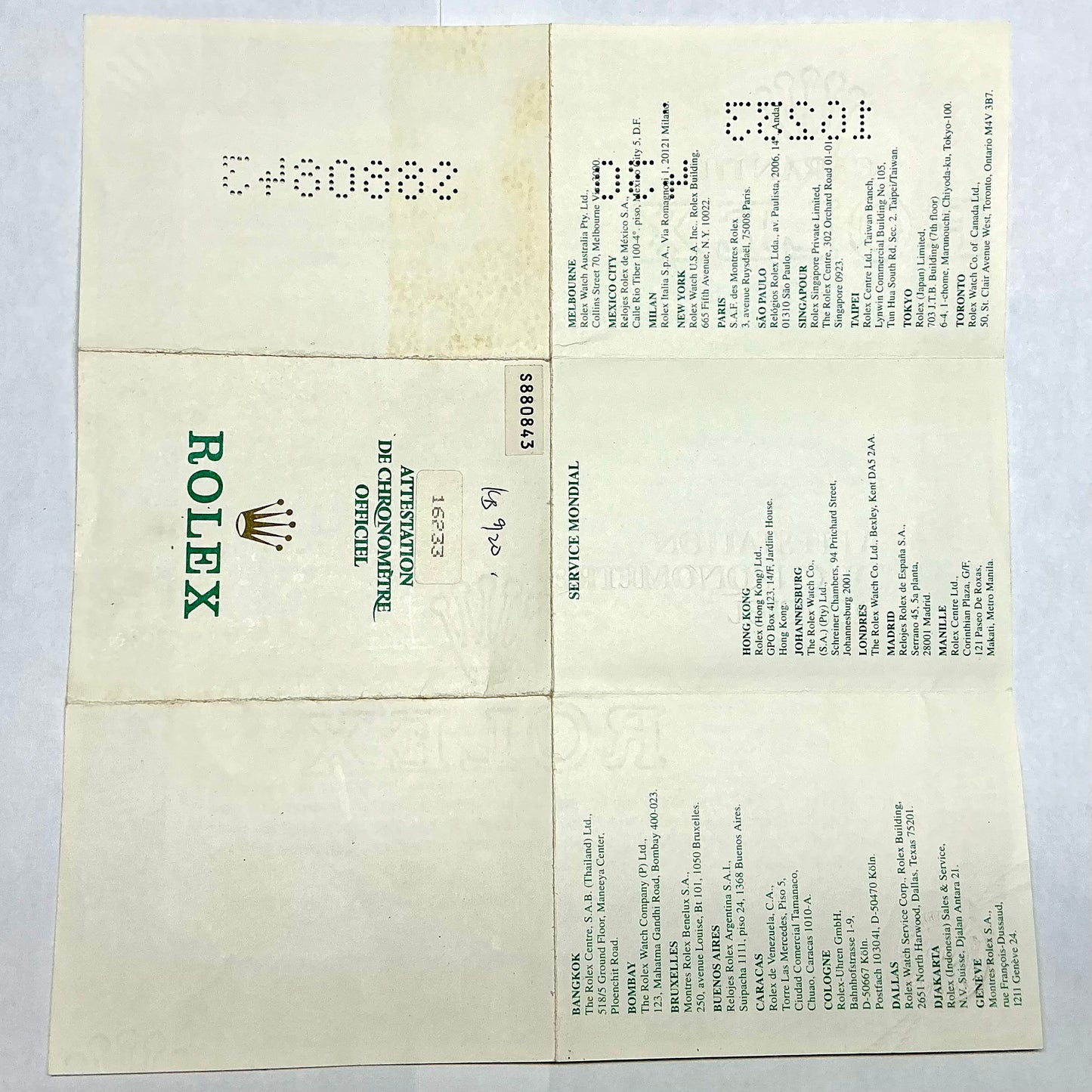ROLEX Filled Certificate