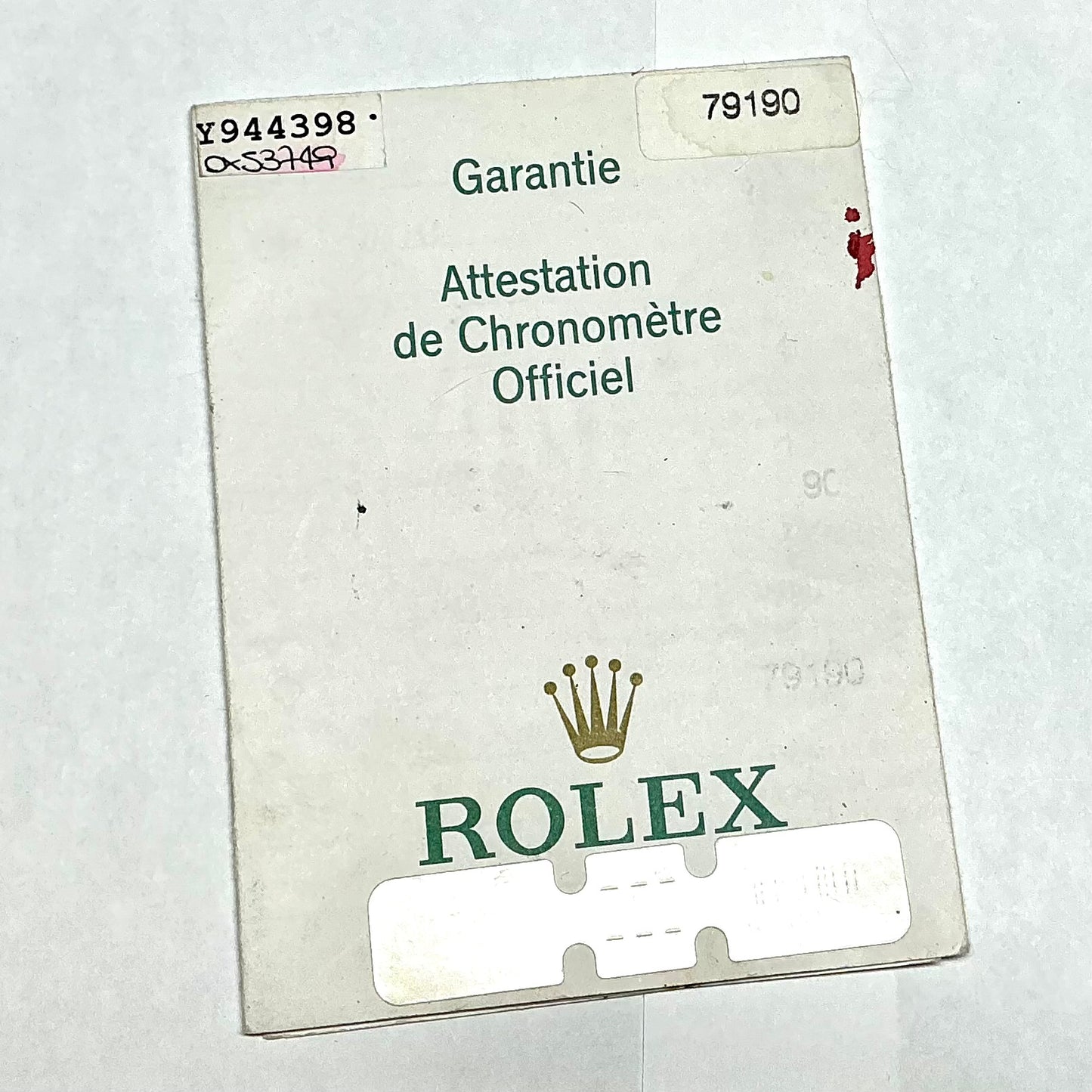 ROLEX Filled Certificate