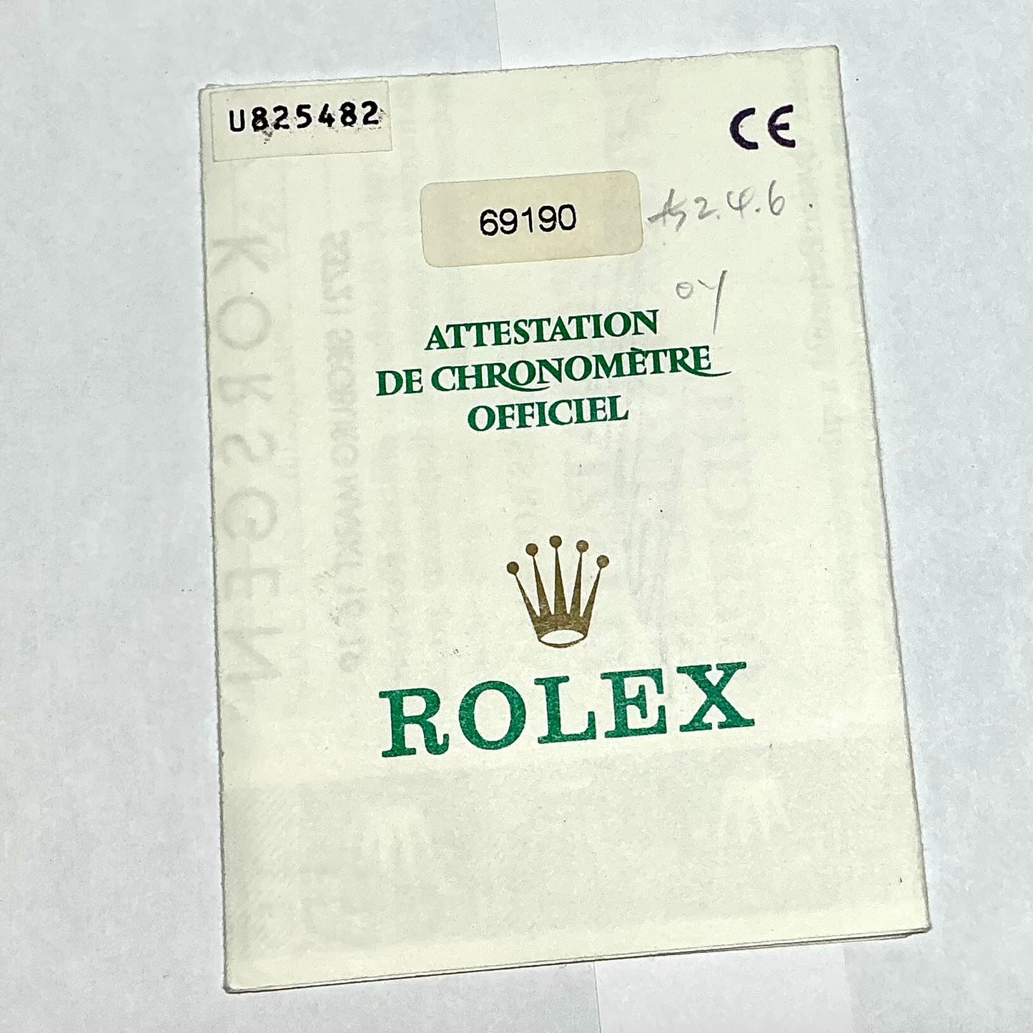ROLEX Filled Certificate