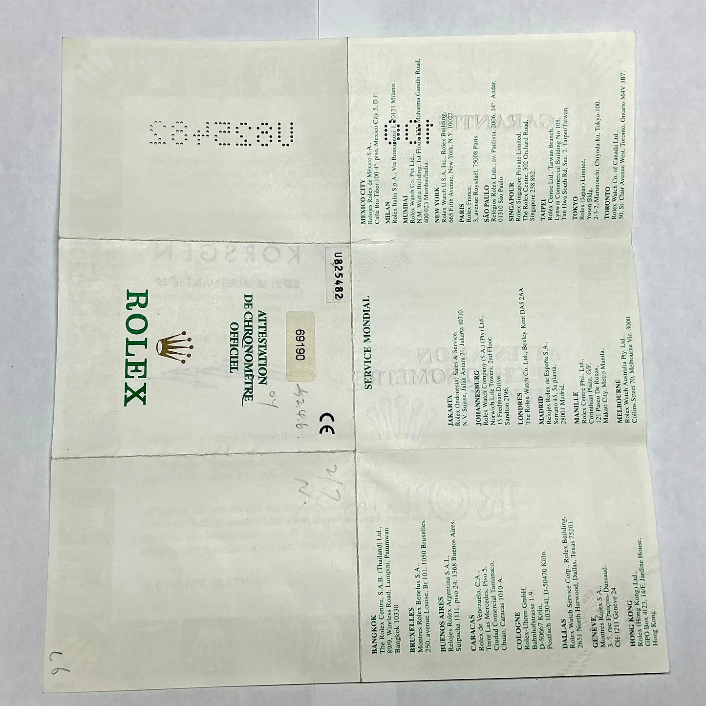 ROLEX Filled Certificate