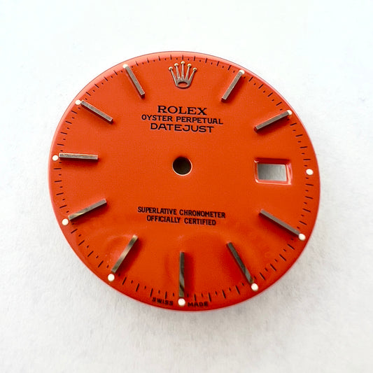 ROLEX 27.7mm Orange Color Silver Hour Markers DIAL for 36mm ROLEX DATEJUST