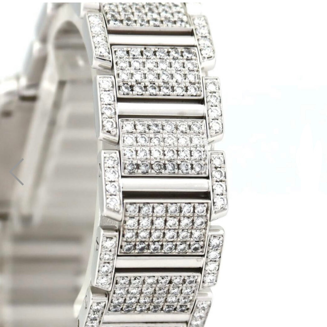 CARTIER TANK FRANCAISE Quartz 20mm Steel 6.11TCW Full DIAMOND Watch