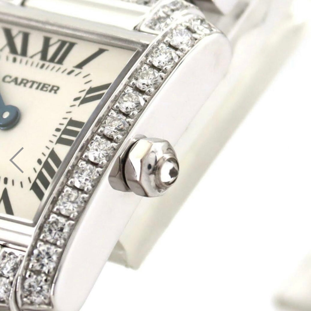 CARTIER TANK FRANCAISE Quartz 20mm Steel 6.11TCW Full DIAMOND Watch