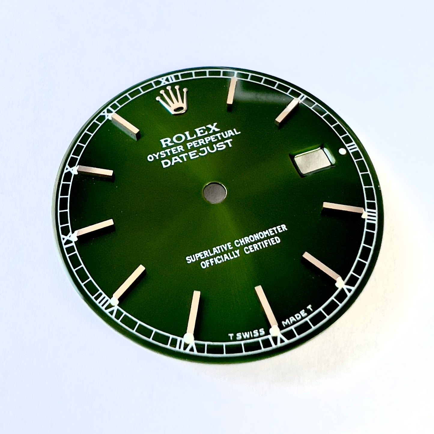 ROLEX 27.7mm Green Color Silver Hour Markers Roman Numerals DIAL for 36mm ROLEX DATEJUST