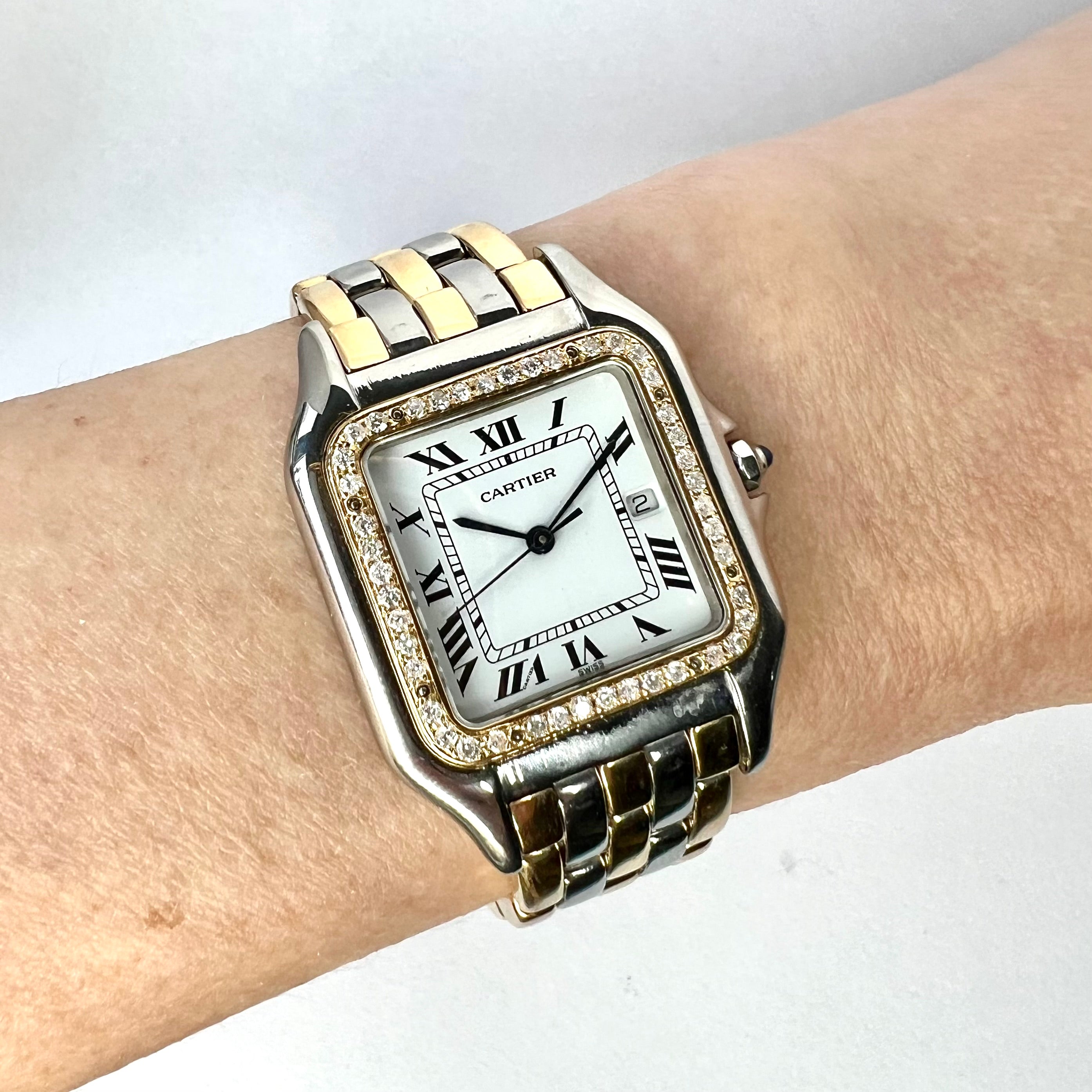 CARTIER PANTHERE 29mm 3 Row Gold 0.55TCW DIAMOND Watch NATILUXIA