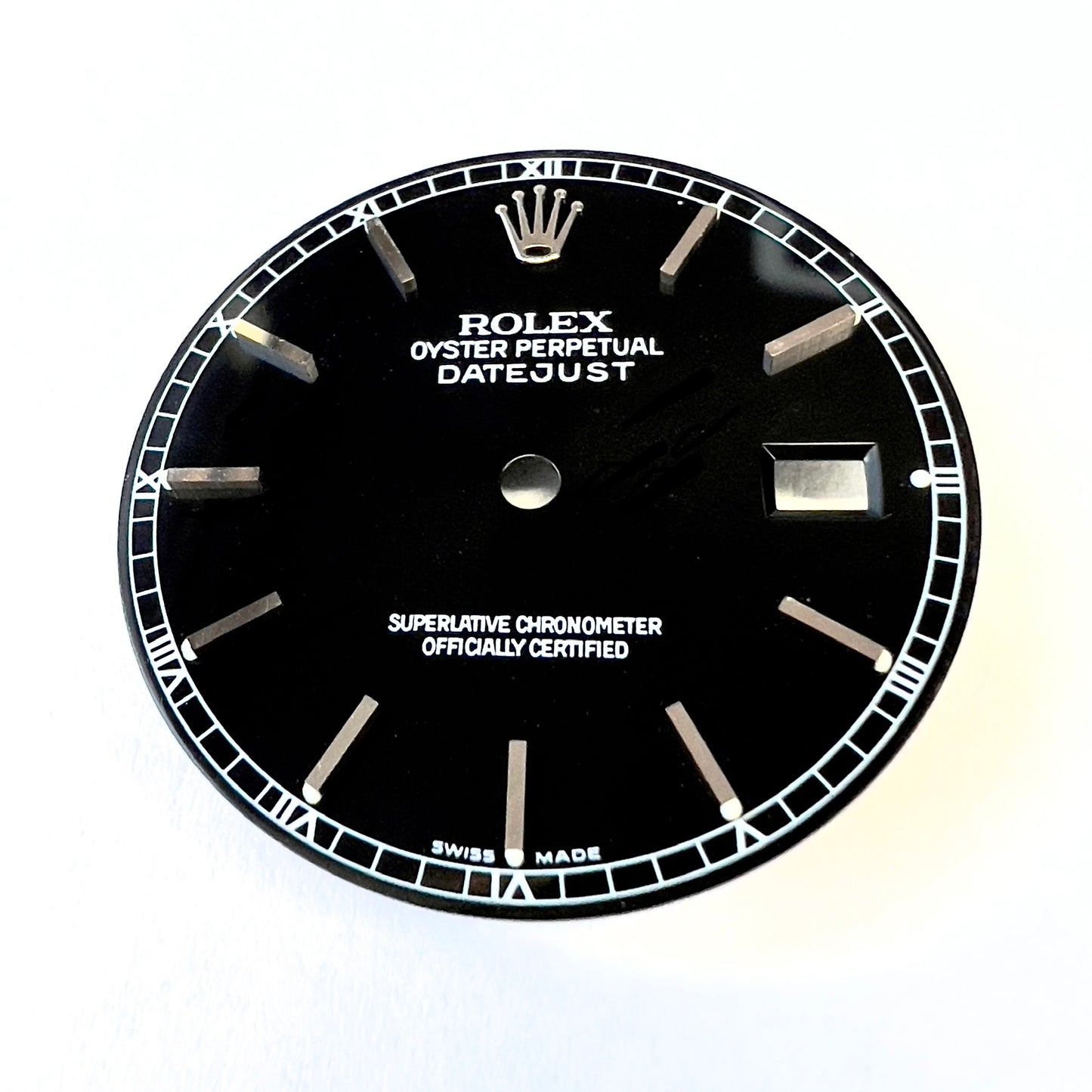 ROLEX 27.7mm Black Color Silver Hour Markers Roman Numerals DIAL for 36mm ROLEX DATEJUST