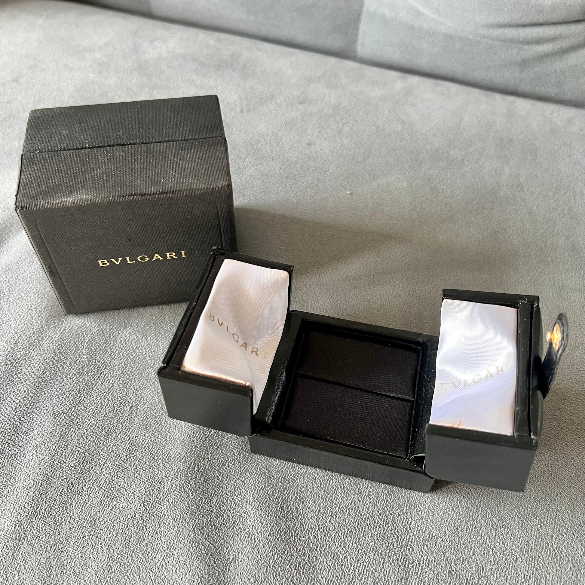 BVLGARI Black Ring/Earring Box + Outer Box 3.25x2.75x2.35 inches