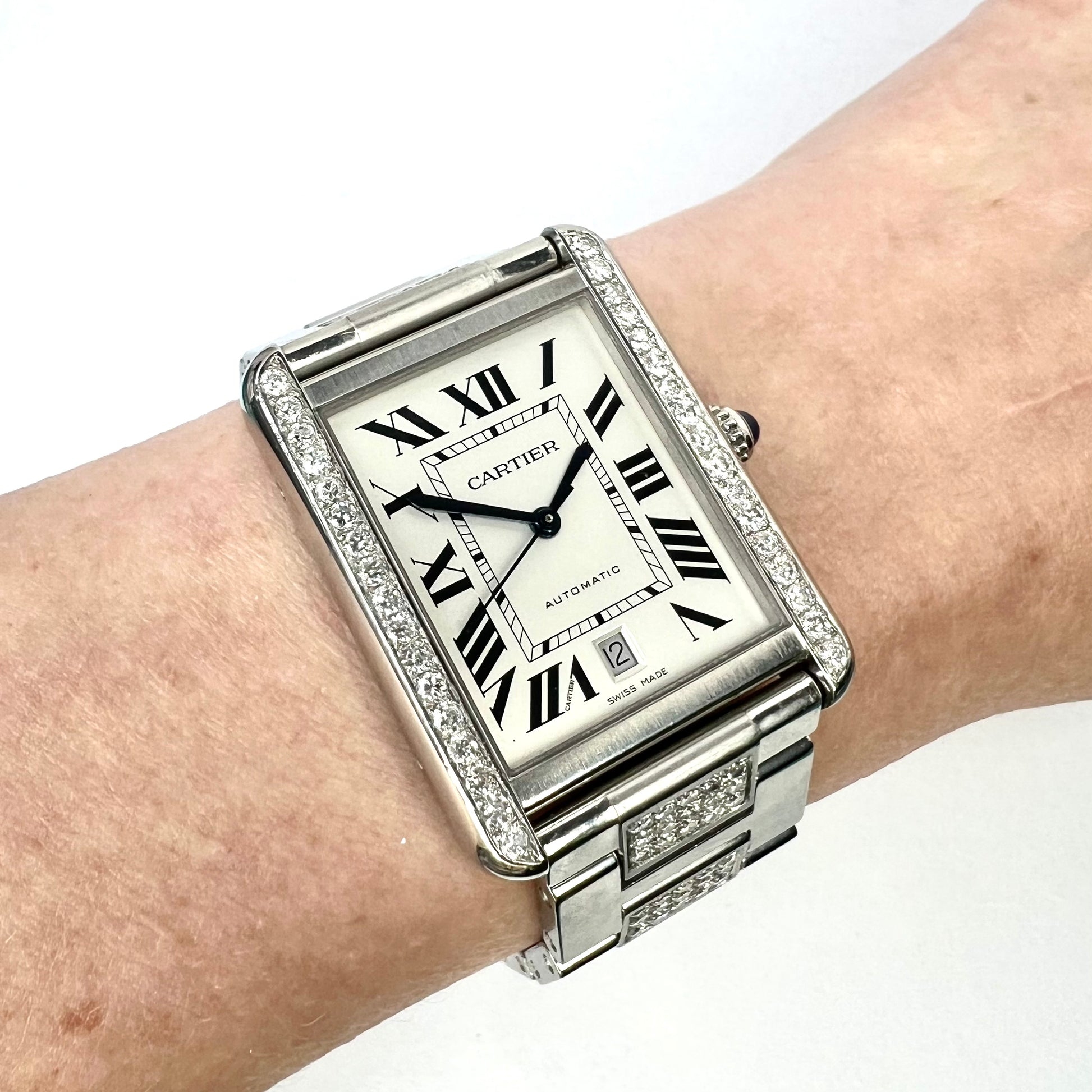 CARTIER TANK SOLO 3800 Automatic 31mm Steel DIAMOND Watch