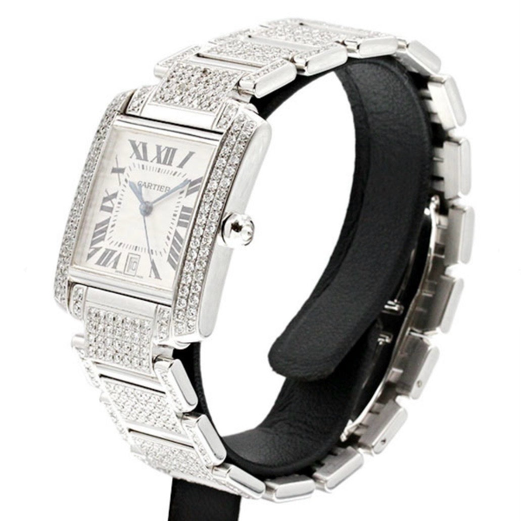 CARTIER TANK FRANCAISE Automatic 28mm Steel Full DIAMOND Watch NATILUXIA