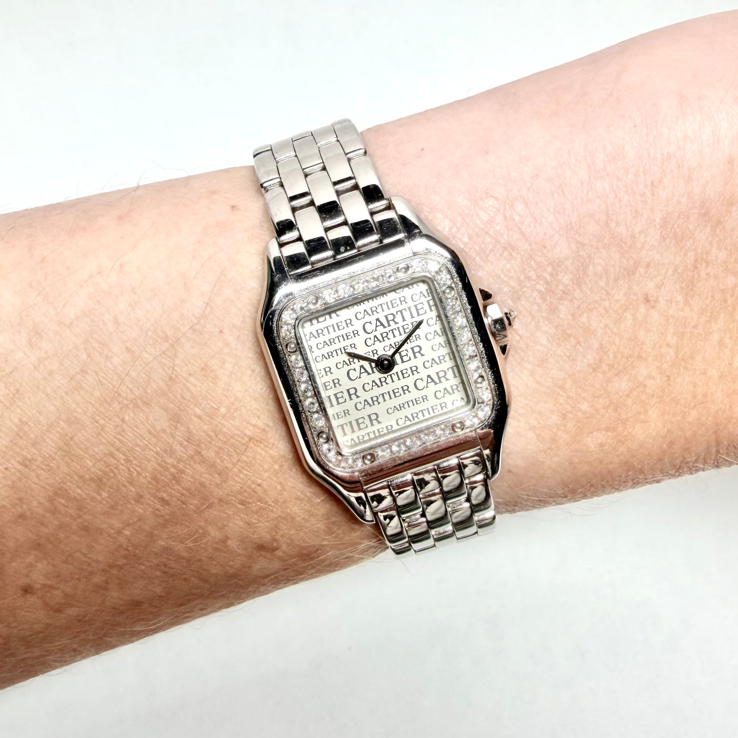 CARTIER PANTHERE Quartz 23mm 18K White Gold 0.34TCW DIAMOND Watch LTD. ED. Silver Dial