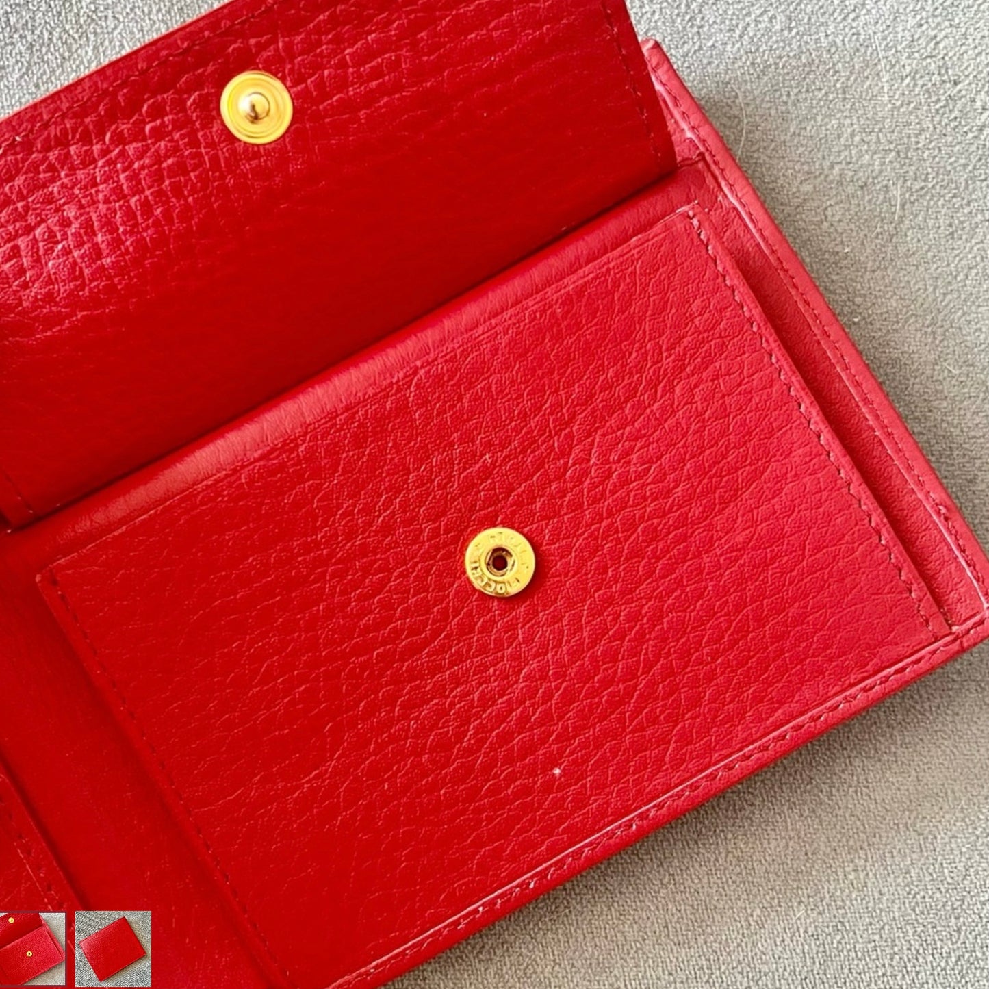 ROLEX Red Leather Bi-Fold Wallet 4.5x3.75x0.25 inches