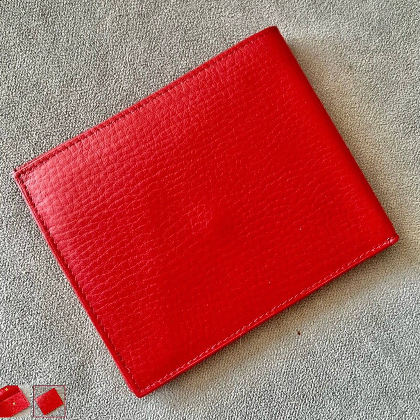 ROLEX Red Leather Bi-Fold Wallet 4.5x3.75x0.25 inches