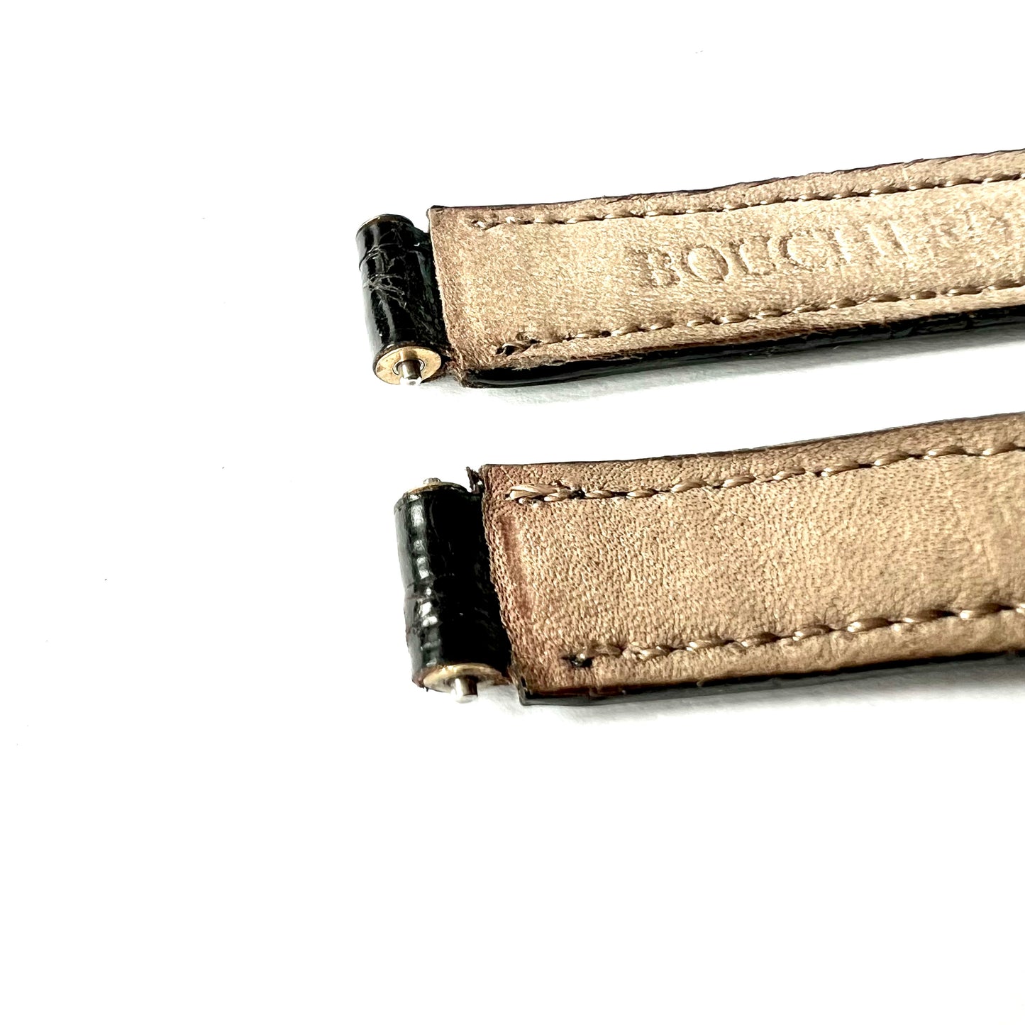 BOUCHERON 9/12mm Black Crocodile Skin Strap w/ Original Pins