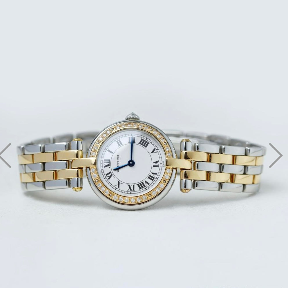 CARTIER PANTHERE VENDOME Quartz 24mm 2 Row Gold 0.30TCW Diamond Watch