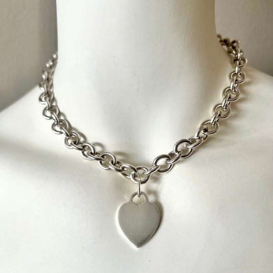 TIFFANY & CO. 925 Sterling Silver Heart Pendant Necklace