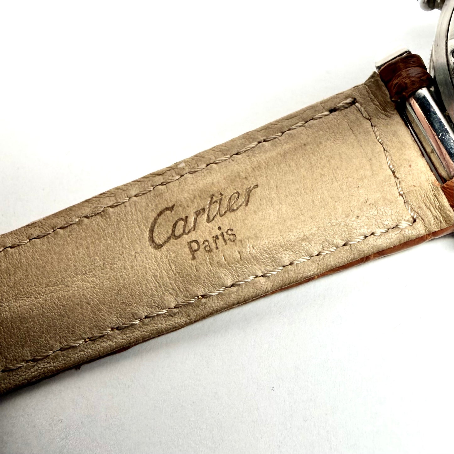 CARTIER PASHA Chronograph 1352 Quartz 36mm Steel Watch Gray Dial