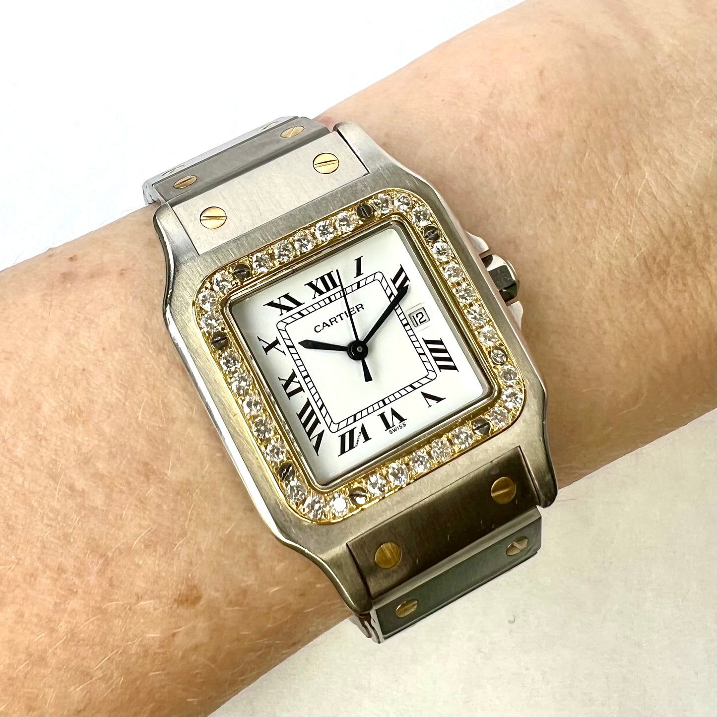 CARTIER SANTOS GALBEE 29mm Automatic 2 Tone 0.94TCW DIAMOND Watch 